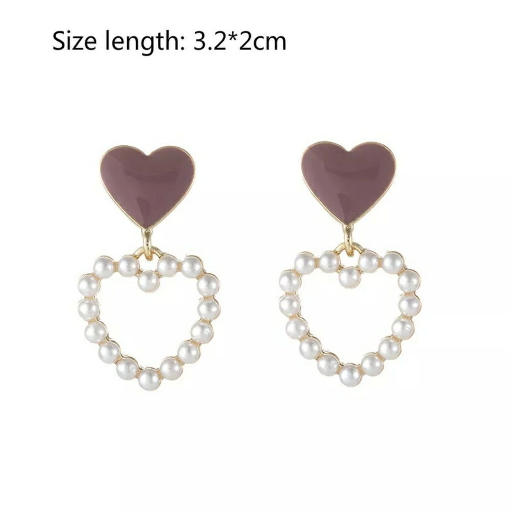 New Heart Faux Pearl Earrings